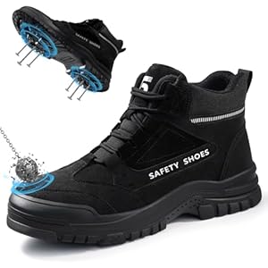 Steel Toe Work Boots for Men – High Top Puncture Resistant Safety Boots – Industrial Boot for Worker – Comfortable Work Boot for Construction