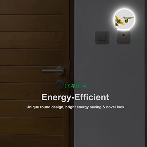 Image of EKOBLA Hummingbird Sunflower Night Light, Bird Floral Night Lights Plug Into Wall with Dusk to Dawn Sensor, Warm Nightlights for Bedroom, Bathroom, Hallway, Kitchen
