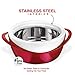 Pinnacle Large Insulated Casserole Dish with Lid 3.6 qt. Elegant Hot Pot Food Warmer/Cooler -Thermal Soup/Salad Serving Bowl Stainless Steel Hot Food Container–Best Gift Set for Moms –Holidays Red