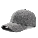 GK-O Mens Wool Blend Baseball Cap Plain Winter Warm Golf Hat Adjustable (US, Alpha, Large, Light Gray)