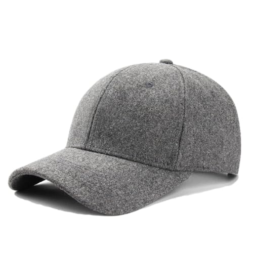 GK-O Mens Wool Blend Baseball Cap Plain Winter Warm Golf Hat Adjustable (US, Alpha, Large, Light Gray)
