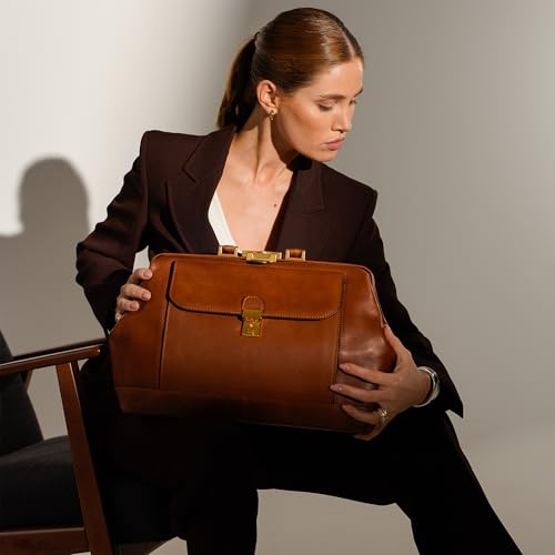 Image of Time Resistance Leather Doctor Bag - Top Handle Bag - Medical Briefcase - Gladstone Handbag
