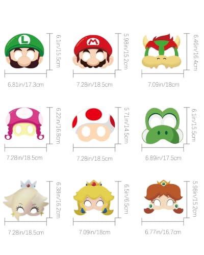 Image of Jolbndcv 12 Pcs Masks, Game Themed Cartoon Role Play Bros Party Favors, Birthday Cosplay Mask Halloween Dress Up Supply