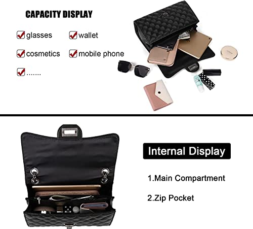 INOVERA-Vegan-Leather-Quilted-Pattern-Girls-Cross-body-Shoulder-Sling-Bag-Clutch-Purse-With-Adjustable-Chain-Strap