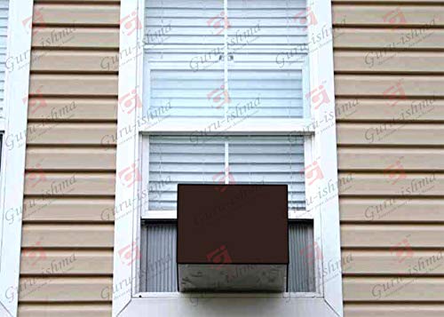Image of Waterproof Polyester Window AC Cover 1 Ton - Indoor & Outdoor Combo Set with Elastic fit | All-Weather Dustproof UV & Scratch Protection, Durable Secure Fit-(Brown)
