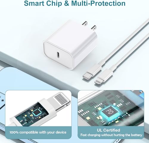 undefined iPhone Charger Fast Charging,iPhone Fast Charger 2Pack Type C Fast Charger Block Plug Adapter 6FT USB-C to Lightning Cable Cord for iPhone 14/13/13 Pro/12 Pro/12 Pro Max/11/Xs Max/XR/X/SE,iPad,AirPods の商品画像 5