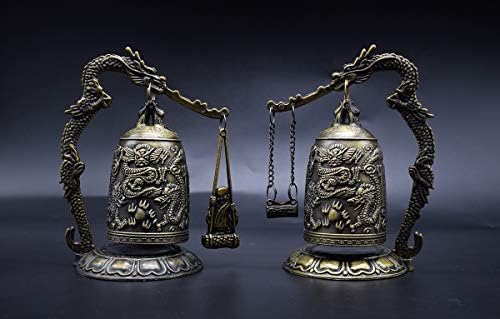 CYRAN Fengshui Vintage Small Dragon Bell Buddhist Collectibles Ornaments, Good Luck Bell, Meditation Home Office Decor