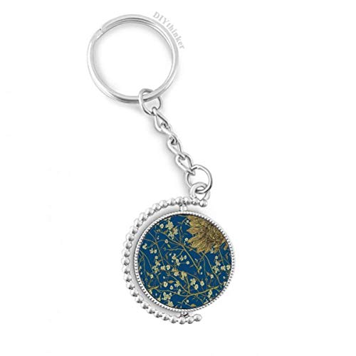 Porte-clé rotatif fleur de chrysanthème peinte à la main 1,2x3,5 pouces multicolore