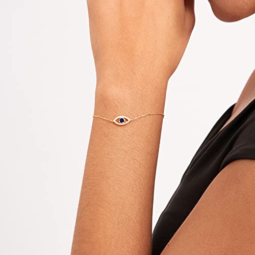 Diamond Evil Eye Necklace in 14K Solid Gold | Sapphire Bracelet for Women3