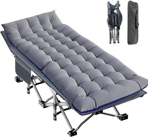 Barbella Oversized XXL Folding Camping Cots for Adults, Heavy Duty Sleeping Cots with Carry Bag, Double Layer Oxford Portable Travel Camp Cots for Home Office Outdoor Travel Camp Beach Vacation