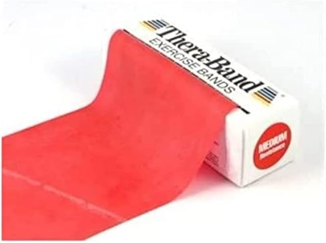 THERABAND Latex Resistance Band for Pilates, Home Gym, Rehab, Professional Physical Therapy & Fitness Equipment, 5.5 Metre, Red, Medium Beginner Level 4