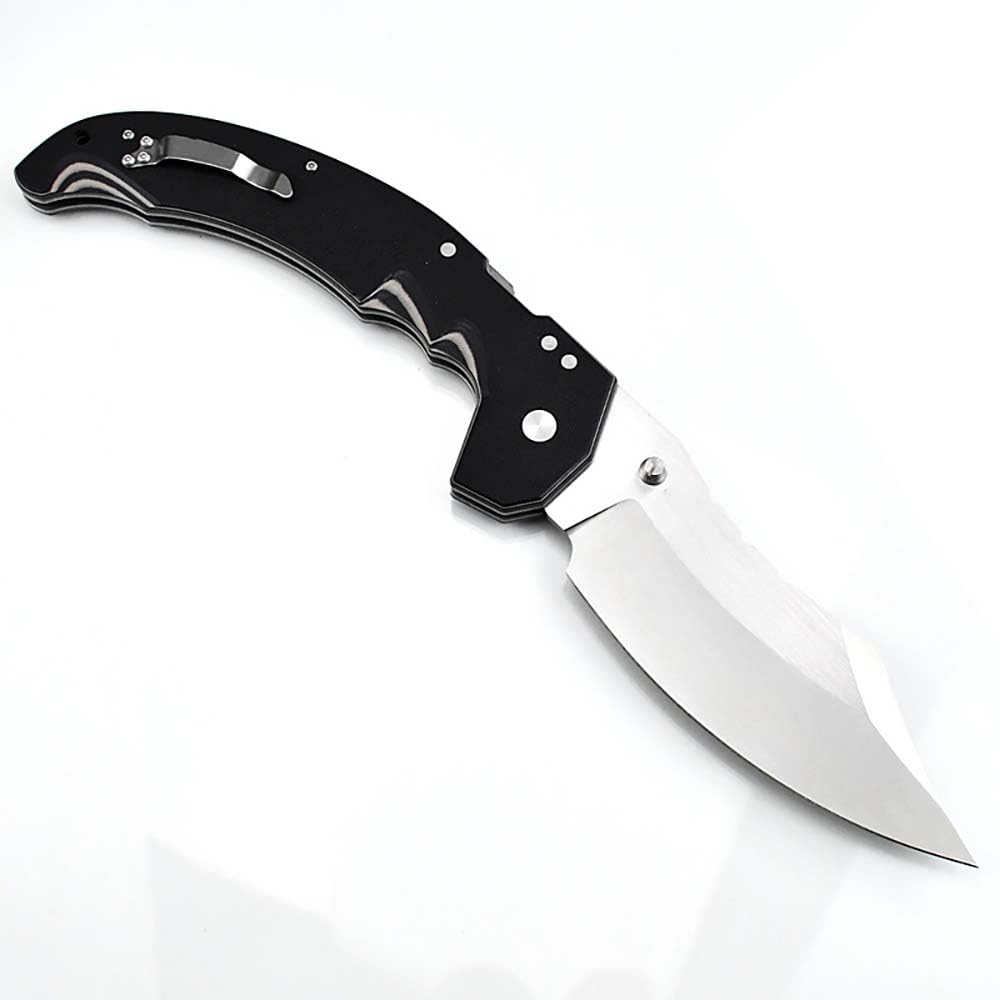 Joa Taschenmesser lang Klappmesser Recurve AUS-10A Stahl Messer Schwarz G10