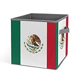 HLBSDM Cubos de almacenamiento de tela con la bandera mexicana, plegables, de 26 cm, para armarios, estantes y juguetes
