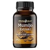 Mumijo Shilajit Extrakt - 60 vegane Kapseln - Pflanzliche Alternative zu Bentonit - Golden Shilajit aus Indien - Mumijo Gold - Reich an Huminsäure - Ohne Zusätze