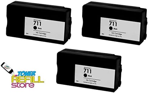 Toner Refill Store 3 Pack Compatible Replacement HP 711 Black CZ133A Ink Cartridges for use in The Hewlett Packard DesignJet T120, and HP DesignJet 520 Printer Models by Northland Wholesale