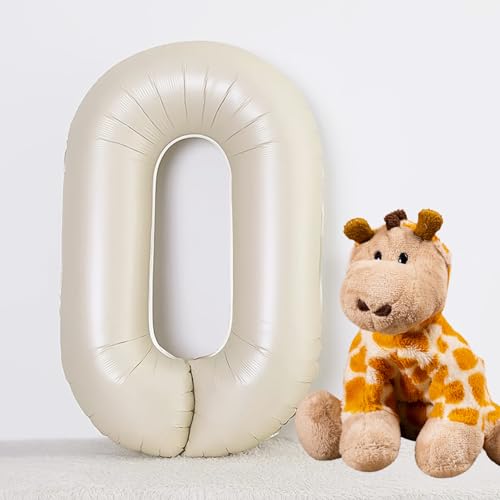 Image of 40 Inch Cream Number 0 Balloon Beige Boho Neutral Party Decoration