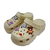 SUNSEA Shoes Zuecos Mujer con Plataforma y Suela Eva, Cómodos y Transpirables. Zuecos Sanitarios con Dibujos Decorativos para Verano, Casa o Trabajo Disponible en Variedad de Tallas y Colores.