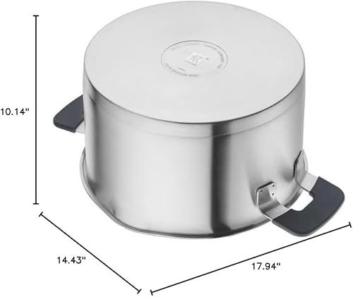 Miniatura 7 de ZWILLING Simplify - Juego de ollas de acero inoxidable, 4 piezas, tamiz integrado, apto para inducción, color plateado y negro