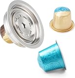Reusable Coffee Pod Converter Need to Use with Oringal Capsule(NOT Including) Stainless Steel Coffee Capsule Adapter Compatible with De'Longhi ENV135,Vertuoline GCA1, Vertuo POP/Vertuo Next 80ml/2.7oz