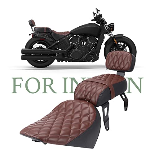 Yolpoco Motorcycle Seats: Driver Passenger Seat+Backrest Compatible With Indian Scout Bobber 2018-2022 (Diamond Brown) #TOP6