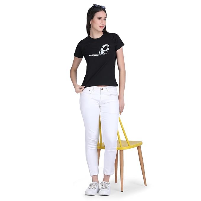Image of Women Cotton Printed T-Shirt Combo Pack of 2 | Regular Fit Half Sleeve Round Neck Graphic Tees for Girls & Ladies | Women's Western Tops | Cute Trendy Print Summer Fashion T-Shirts