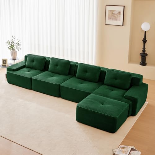 Image of Corduroy Modular Sectional Sofa, Oversized Cloud Couches for Living Room
