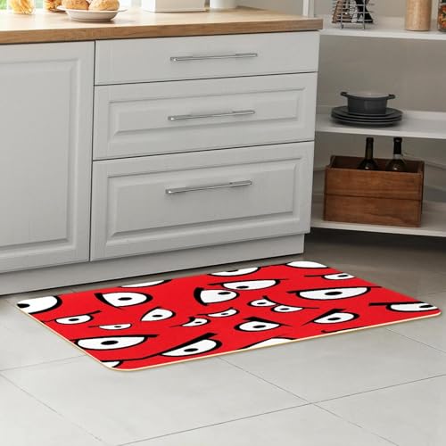 Tapete de cocina lavable antideslizante contra manchas alfombras absorbentes patrón de ojos 7