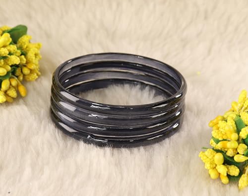 Image of STYOLLO Viral Jelly Plain Transparent Glass Kada Set For Women & Girls | Kanch Kada For Girls | Daily Ethnic Traditional Jewelry | Glossy Classic Fashion Kangan For Wedding, Festive & Parties - Set Of 4