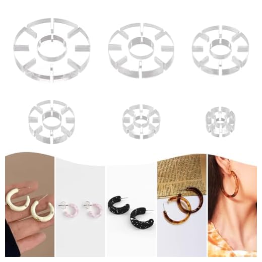 BENECREAT Guía de Aros de Arcilla Polimérica de 6 tamaño, Cortadores de Arcilla para Pendientes de Joyería Translúcida para Hacer Pendientes, Anillos, Collares, Ranura: 0.8 mm