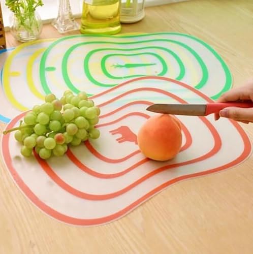 Image of Vegetable Cutting Board Thick Flexible Plastic Cutting Board Set Transparent Cutting Board for Kitchen Prep and Decor Lightweight Non Slip Chopping Mats for Meat and Vegetables