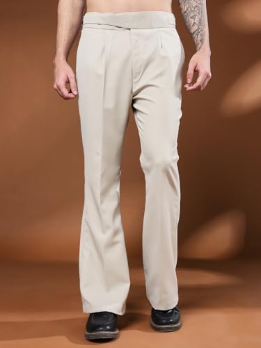 Image of Gurkha Pants for Men | Trouser for Men | Formal Pant | Classic Button | Bell Button High Waist Pleated Casual Trousers | Flared Leg Pants for Office Smart Casual Travel Party