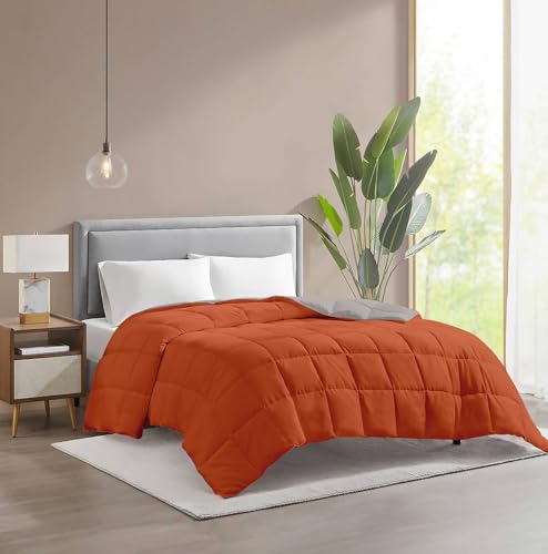 IlGruppone Piumino Invernale Caldo piumone 3 Misure Double Face Microfibra Anallergico - Ruggine/Tortora - 1 Piazza