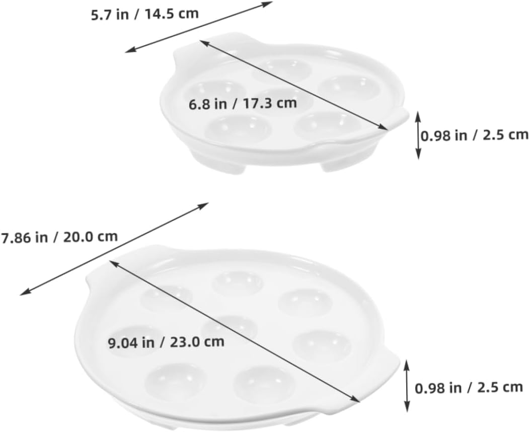 Cabilock 2pcs Oven Safe Snail Baking Dish Porcelain Escargot Plate Elegant Serving Platter for Seafood Mushroom
