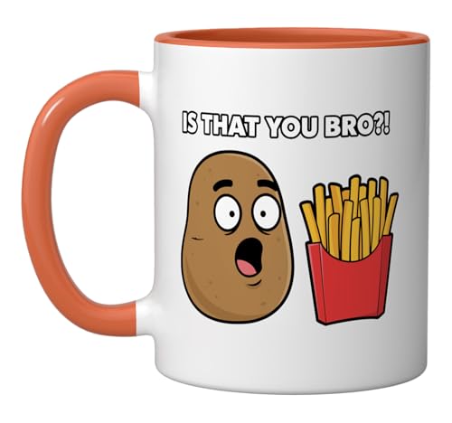 Is That You Bro? Funny Potato French Fry Men Women Kids Ceramic Mug, Orange/White