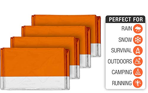 Swiss Safe 4 Pack Mylar Emergency Blankets for Survival - Compact & Insulated for Cold Weather - Designed for NASA, Outdoor, Running, Camping, Survival, First Aid Car Kit - Orange, 4 Pack - Thumbnail 2