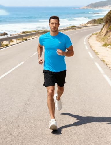 Image of Corna Men's Short Sleeve T-Shirts, Lightweight Men's Workout Shirt, UPF 50+ Sun Protection Athletic Dry Fit Shirts for Men