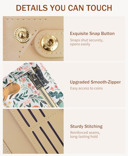 Image of Immaturus Cat Womens Wallet RFID Blocking Slim Thin Credit Card Holder | Long Bifold, 11 Card Slots, Cash Purse, Zipper Coin Pocket, Travel Clutch Billfold, PU Leather, ID Window, Ladies Woman Gift