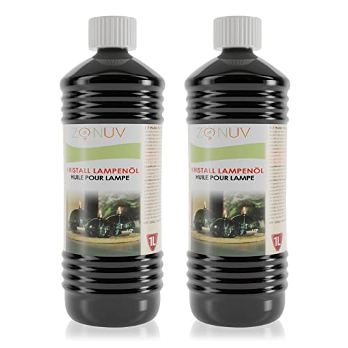 ZONUV Huile de lampe à paraffine Liquide Pure à 99% pour les lampes à kérosène, les torches et les lampes à huile, combustible liquide, utilisation intérieure et extérieure (2 litre) (un paquet de 2)