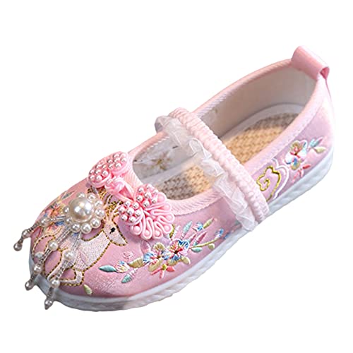 Vs Slides New Girls Handmade Hanfu Shoes Children Embroidered Shoes Shoes Baby Antique Costume (Pink, 11 Little Child) #TOP10