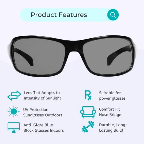 Image of Vast Photochromic Blue Cut Computer Glasses for Eye Protection | Zero Power Anti Glare & Blue Light Filter | UV Protect Specs for Men & Women| Frames| Cooling Glasses Lens