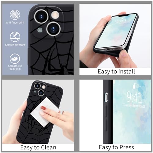 Coque iPhone 15 noire en silicone liquide premium avec doublure microfibre - 4