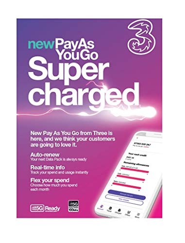 Three By Three Three New Pay As You Go Supercharged Sim Card Includes £20 Top Up thumb #4