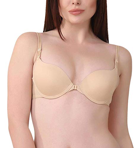 Image of Brachy Women's Poly Cotton Padded Wired T-Shirt, Push-Up Bra (BCA FOPPAN020 32B Beige Beige 32B)