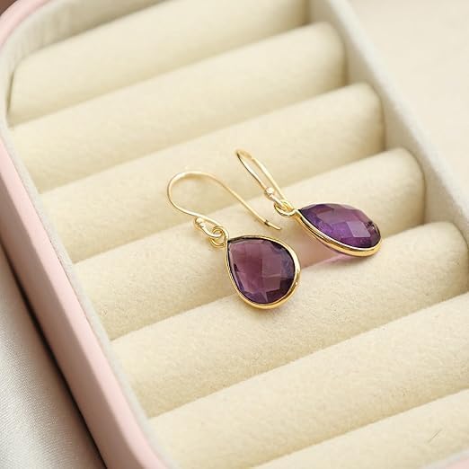 Gempires Teardrop Crystal Earring, Pear Shape Dangle Drop Earrings, Natural Gemstone Earring, Minimal, Everyday Wear, Hypoallergenic 14k Gold Plated, Gift for Mom Wife friend - Image 5