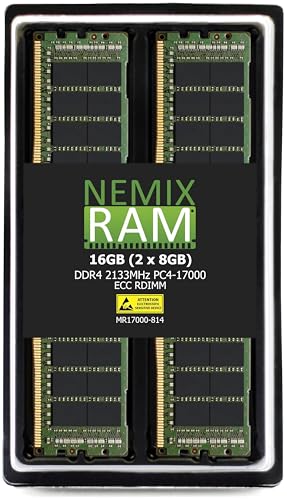 NEMIX RAM 16GB (2X8GB) DDR4 2133MHZ PC4-17000 1Rx4 1.2V 288-PIN ECC RDIMM Registered Server Memory KIT