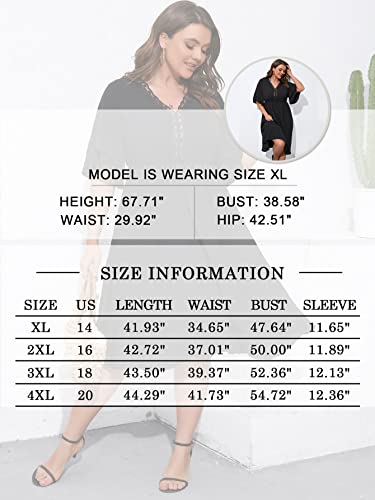 Scomchic Sexy Black Dress For Women Lace V Neck Plus Size Cocktail Formal Casual Party Wedding Guest Dresses 2Xl #TOP7