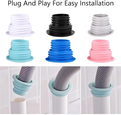 Image of Drain Pipe Seal Hose Silicone Plug,Silicone Sealing Plug Kitchen Pipe Sewer Seal Ring Washing Machine Drain Multipurpose Pipe Connector Bathroom Kitchen Laundry (Blue)