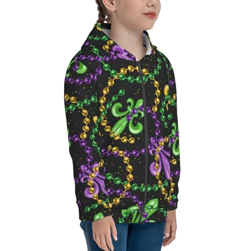 Mardi Gras6 Kids Pullover Hoodies Boys Zip Up Sweatshirts Girls Athletic Clothes with Pocket4
