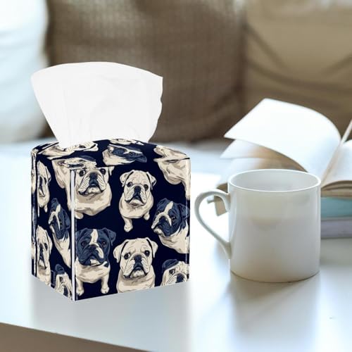 Boîte à mouchoirs Bulldog en cuir salle de bain et table basse de salon