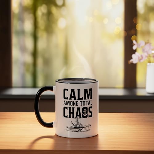 Taza de Cerámica Captain Tugboat Negro/Blanco miniatura 3